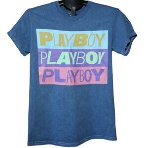 Blue Playboy Graphic T Shirt EXC Size Small